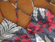 Red, navy, and white aloha print camisole.